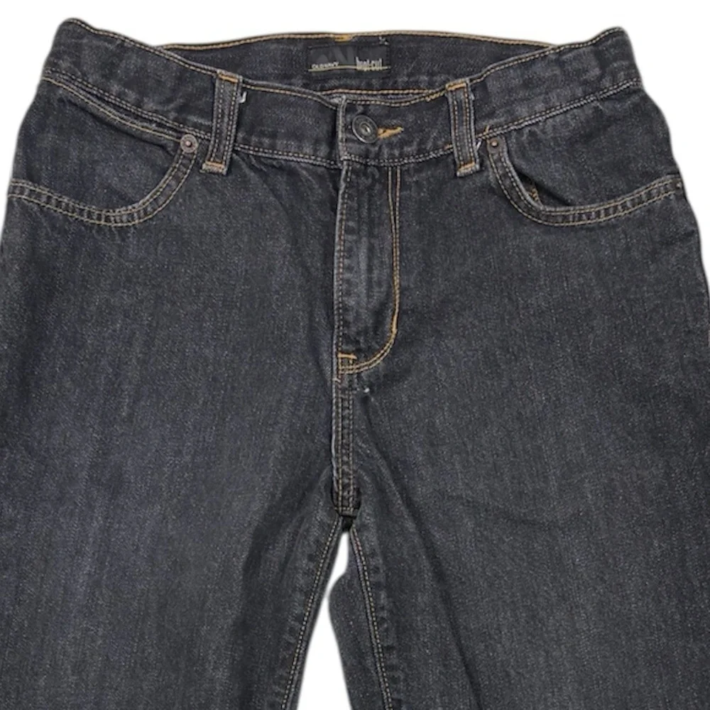Old Navy Boys Husky Black Denim Adjustable Waist Tabs Bootcut Jeans